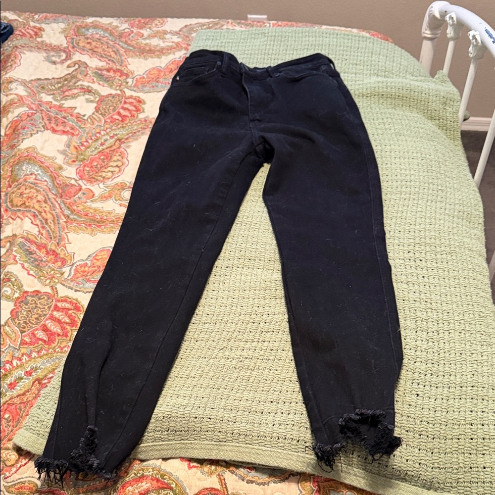 Judy Blue Black Frayed Ankle Jeans